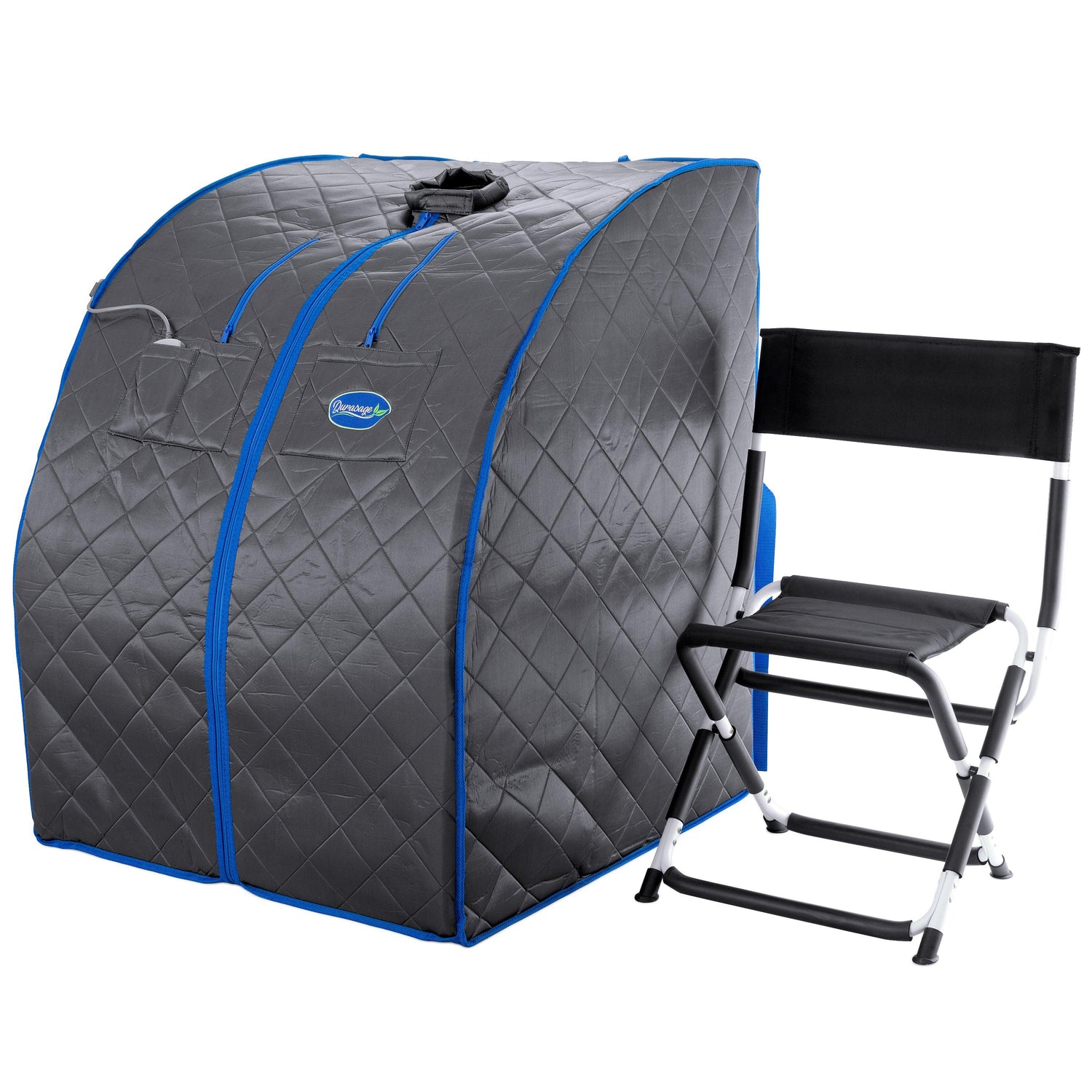 Personal Portable Infrared Sauna with Premium Chair, 30 Minute Timer, with Negative ION and Heated Footpad - Gray — front view