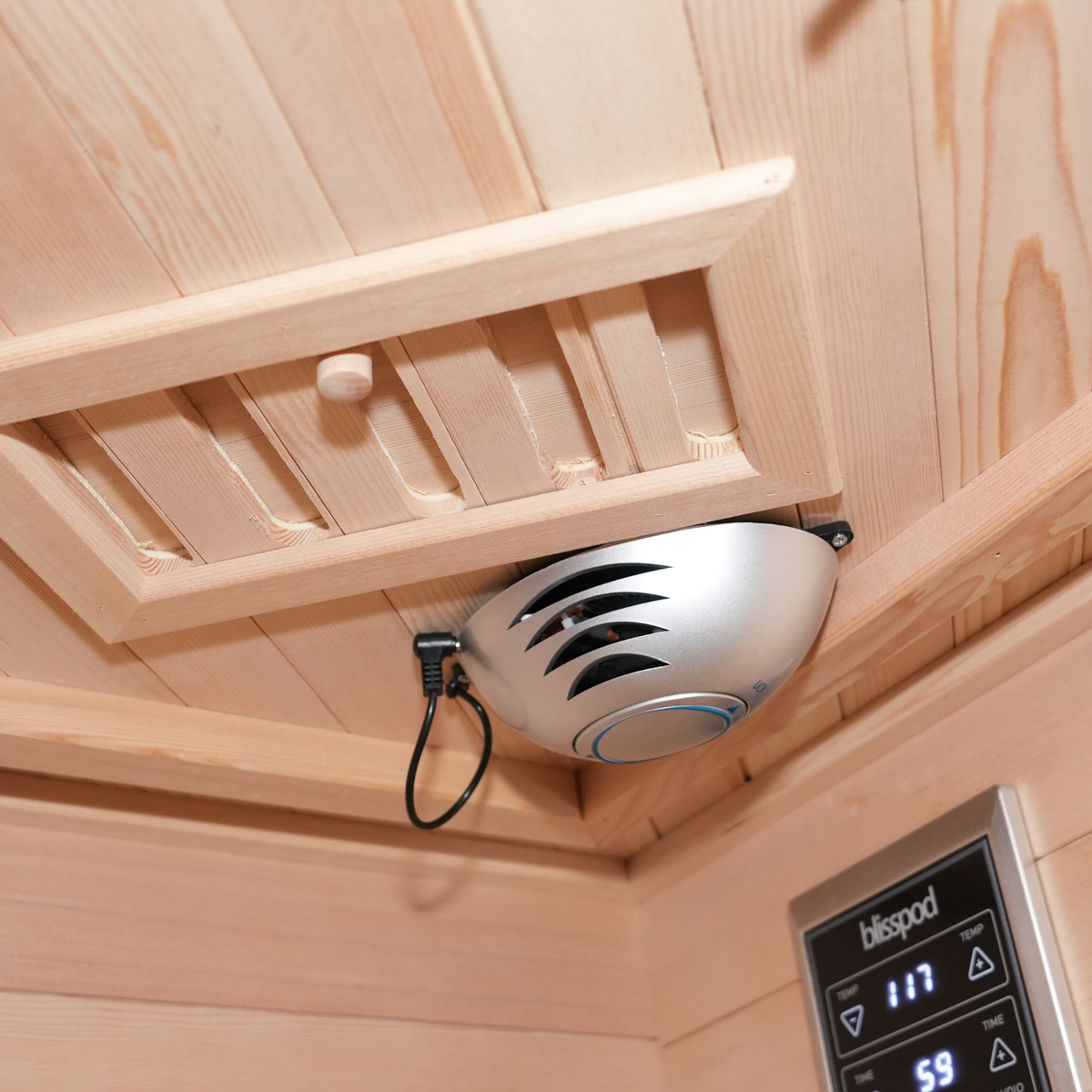 Blisspod I Vienna RED I All-In-One - Full Spectrum + Red Light Therapy I Indoor Corner Premium Sauna I 4-5 Person