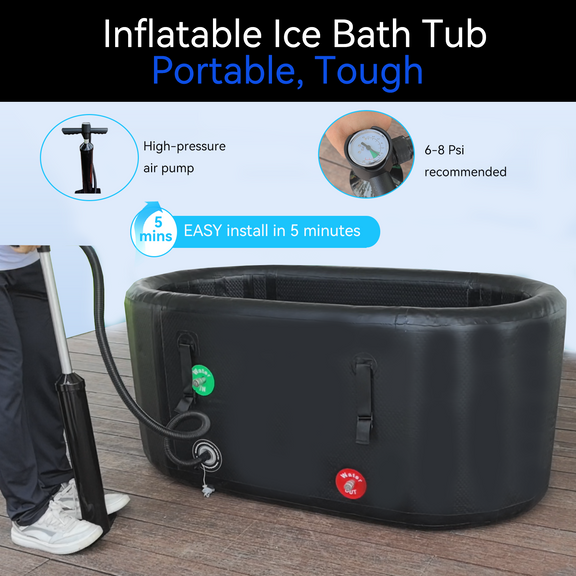 Black Cold Plunge Tub  -  Inflatable Ice Bath Tubs Portable Ice Bath Barrel — detail view