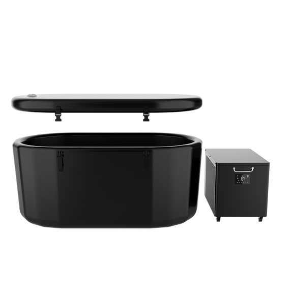 Black Cold Plunge Tub  -  Inflatable Ice Bath Tubs Portable Ice Bath Barrel — lifestyle view