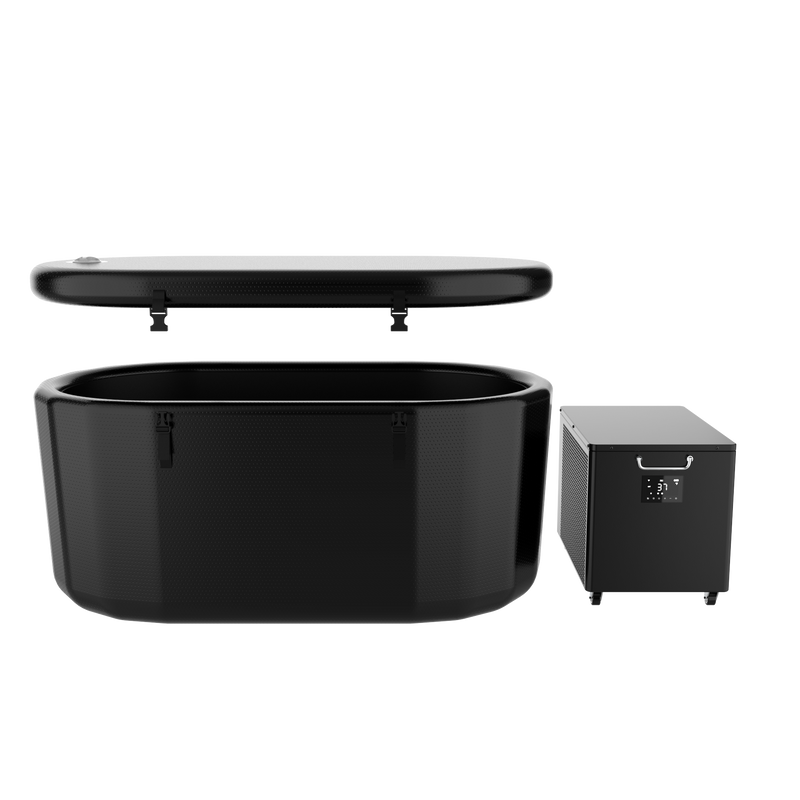 Black Cold Plunge Tub  -  Inflatable Ice Bath Tubs Portable Ice Bath Barrel — lifestyle view