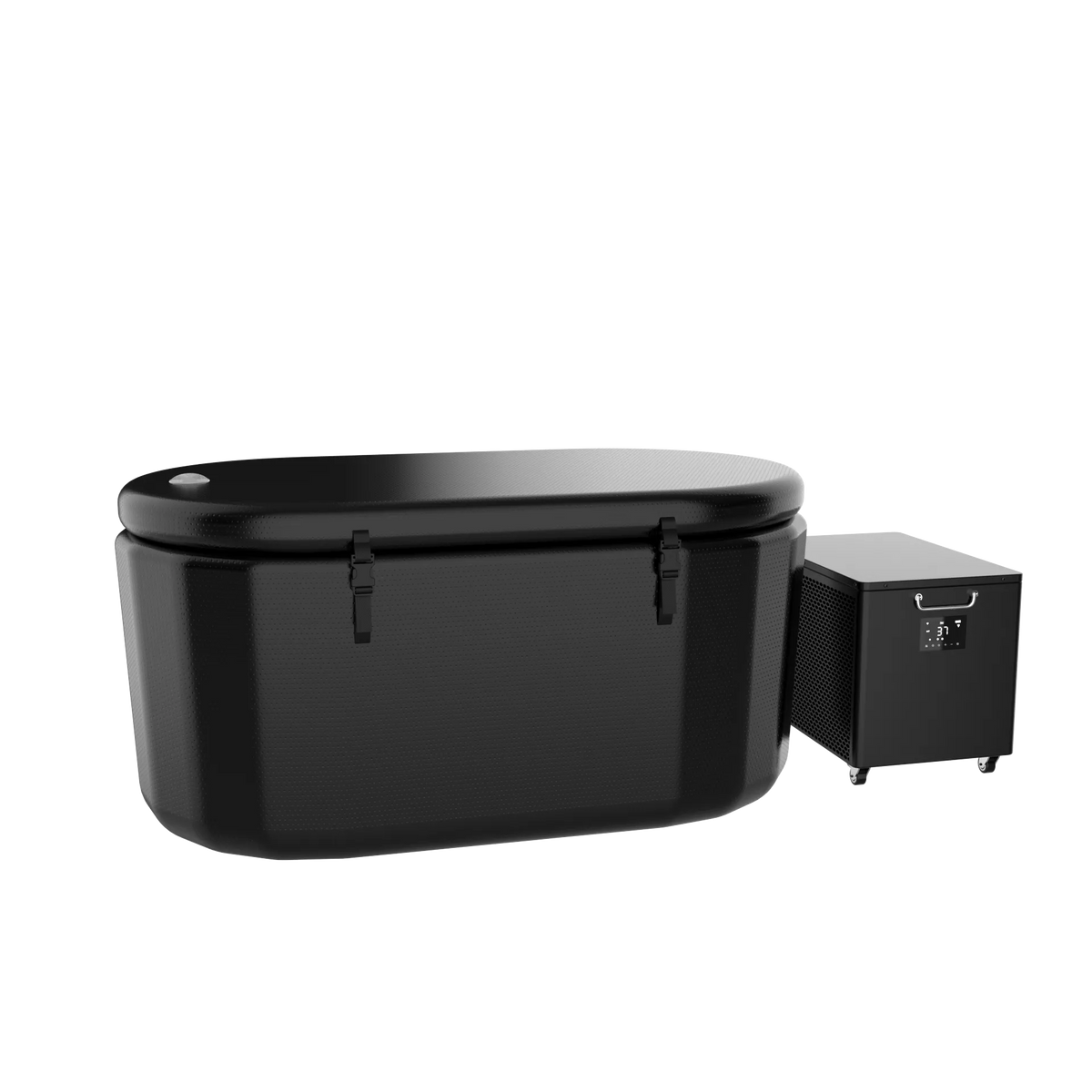Black Cold Plunge Tub  -  Inflatable Ice Bath Tubs Portable Ice Bath Barrel — product setup view