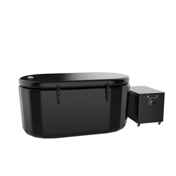 Black Cold Plunge Tub  -  Inflatable Ice Bath Tubs Portable Ice Bath Barrel — product setup view