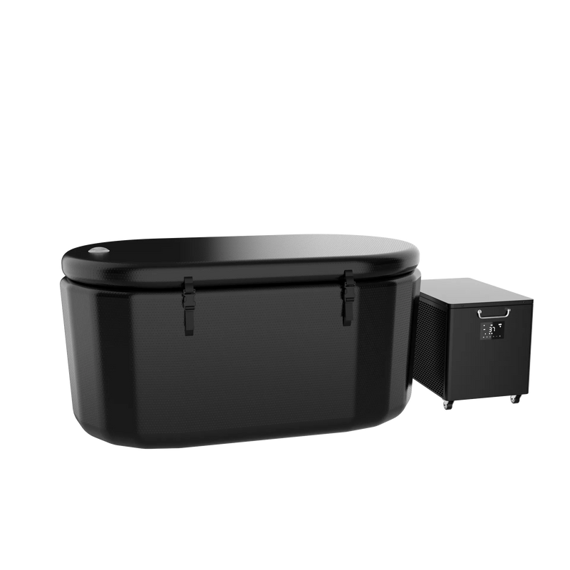 Black Cold Plunge Tub  -  Inflatable Ice Bath Tubs Portable Ice Bath Barrel — product setup view