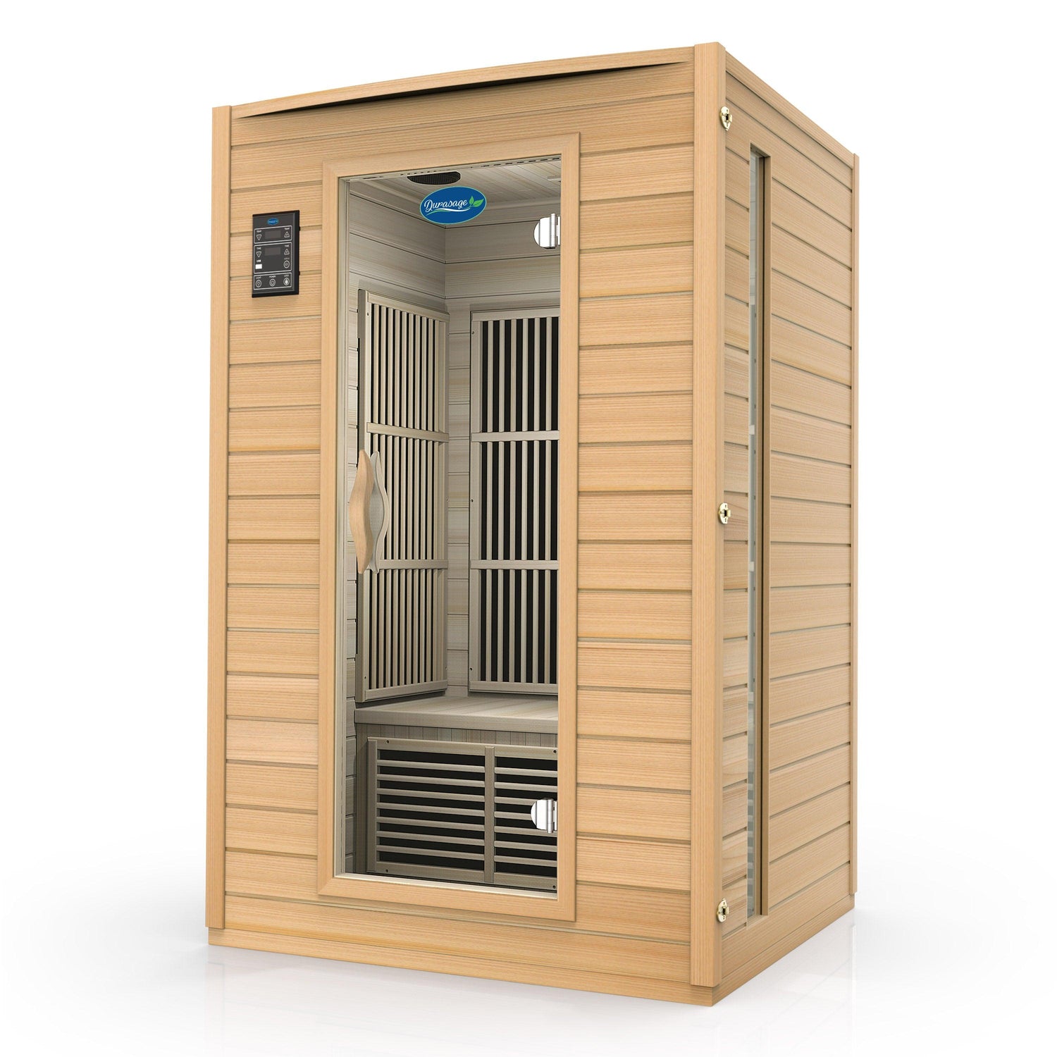 2-Person Carbon Infrared Sauna - Canadian Hemlock Wooden Sauna - 1700 Watts - Premium Audio — front view