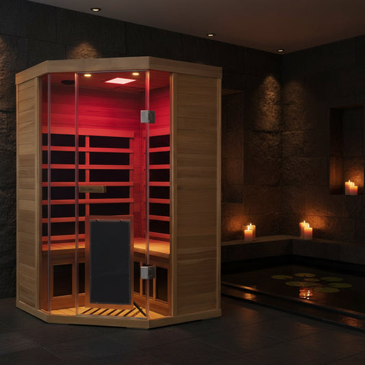Wizzisaunas S07 2-3 Person Full Spectrum Infrared Sauna low EMF HEMLOCK WOOD | product photo 2 | Legacy & Longevity Co.