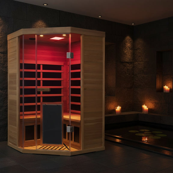 Wizzisaunas S07 2-3 Person Full Spectrum Infrared Sauna low EMF HEMLOCK WOOD | product photo 2 | Legacy & Longevity Co.