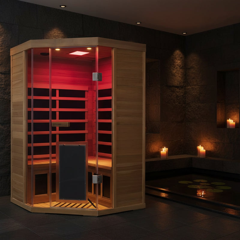 Wizzisaunas S07 2-3 Person Full Spectrum Infrared Sauna low EMF HEMLOCK WOOD | product photo 2 | Legacy & Longevity Co.
