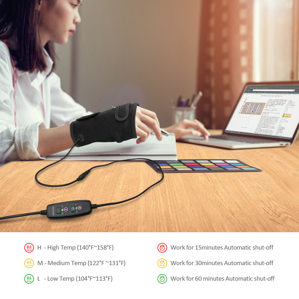 UTK Tech Jade Stone enhanced red light wrist heating pad (Right Hand) — product image