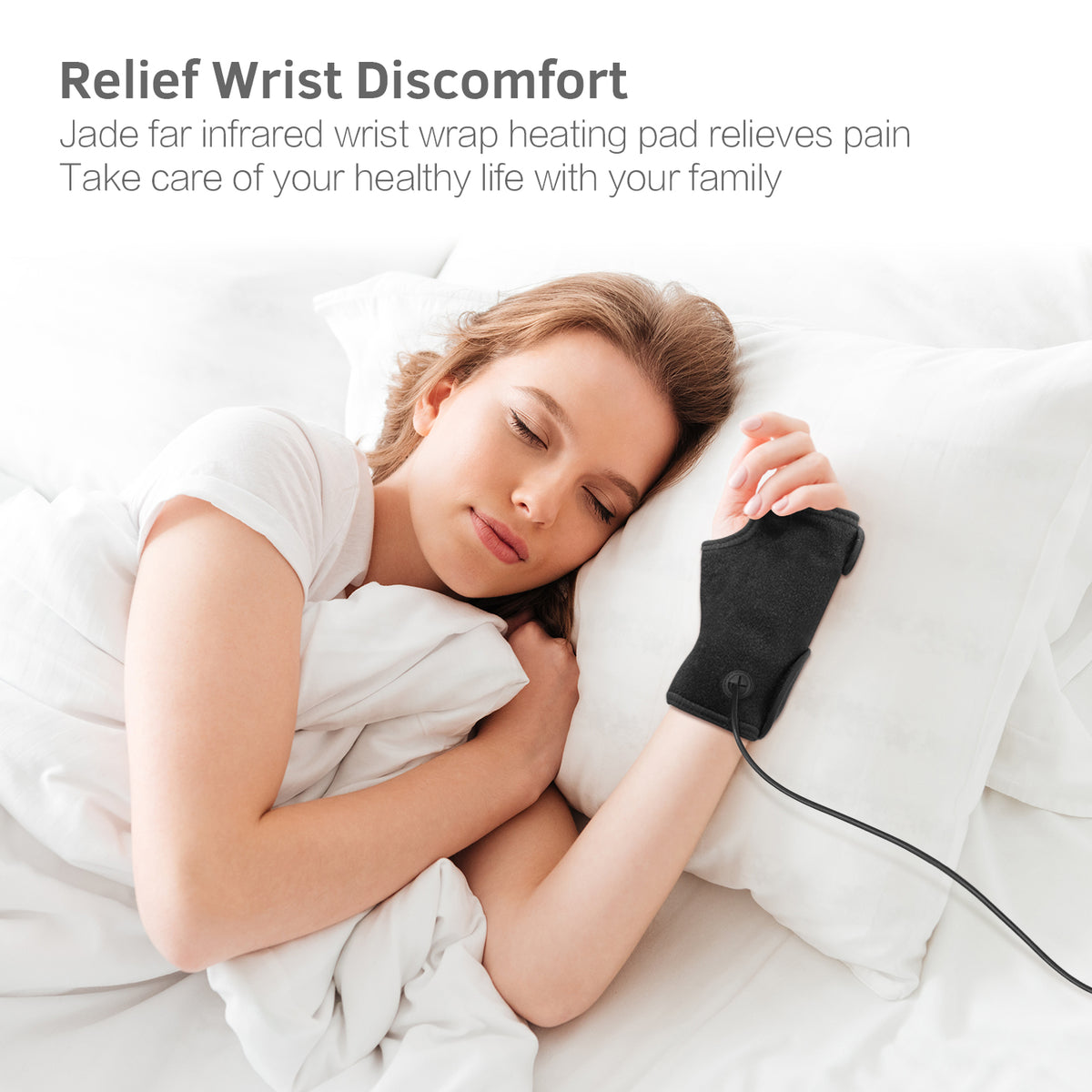UTK Tech Jade Stone enhanced red light wrist heating pad (Right Hand) — product image