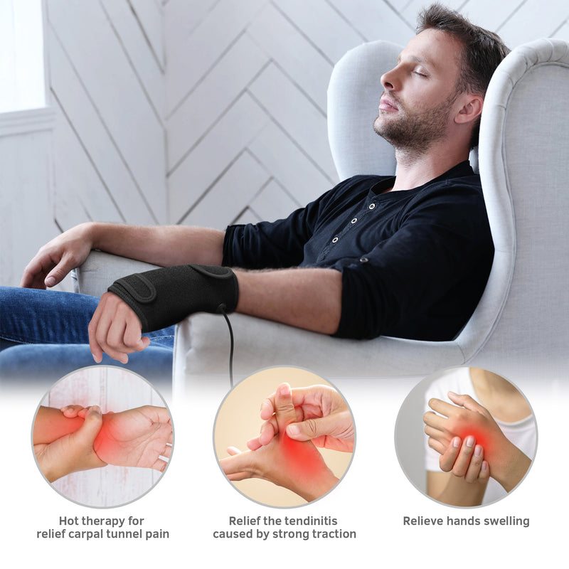 UTK Tech Jade Stone enhanced red light wrist heating pad (Right Hand) — lifestyle view