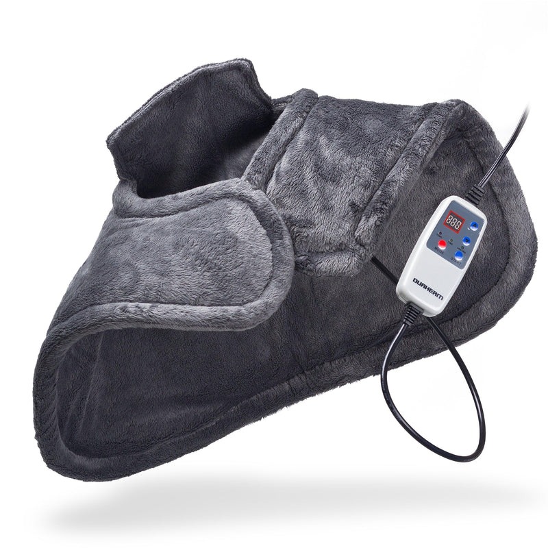 Personal Therapeutic Heated Shoulder Neck Wrap Heating Pad w/ Magnetic Clasp -Gray — front view