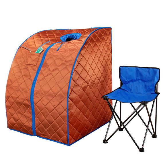 Large Portable Low EMF Negative Ion Indoor Sauna with Chair and Heated Footpad Included - Copper — front view