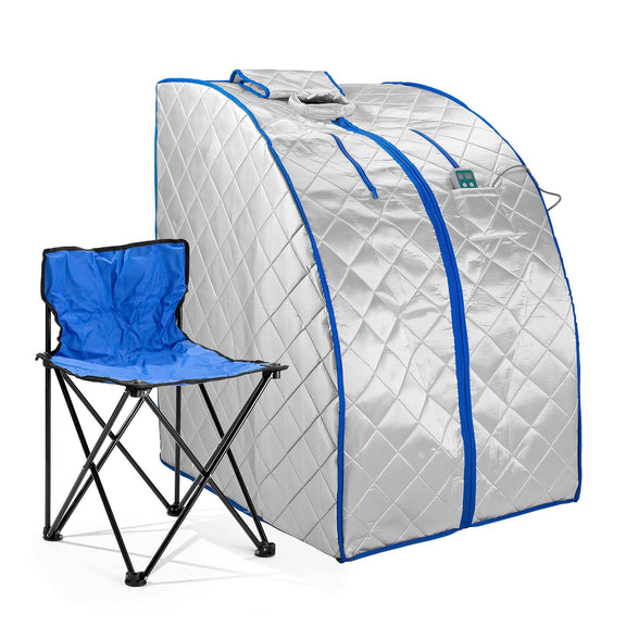 Infrared Heated Personal Sauna with Heating Foot Pad and Chair — front view