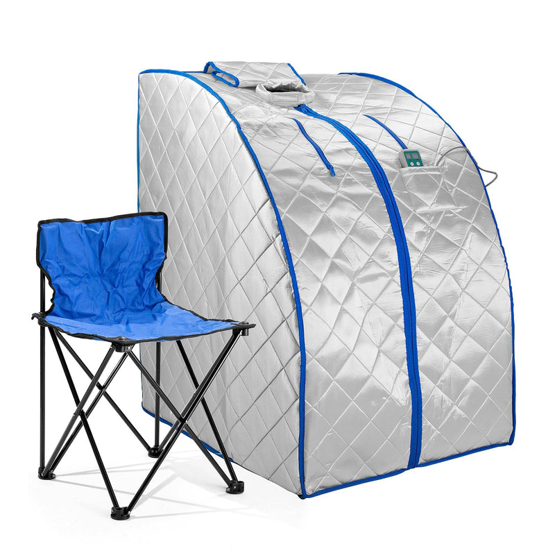 Infrared Heated Personal Sauna with Heating Foot Pad and Chair — front view