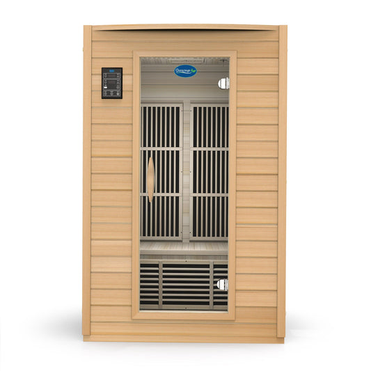 2-Person Carbon Infrared Sauna - Canadian Hemlock Wooden Sauna - 1700 Watts - Premium Audio — side view