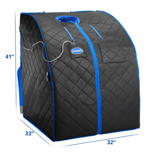 Durasage Personal Ultra Low Emf Portable Infrared Sauna for Relaxation at Home, with Handheld Remote Control, Heated Footpad and Chair — side view