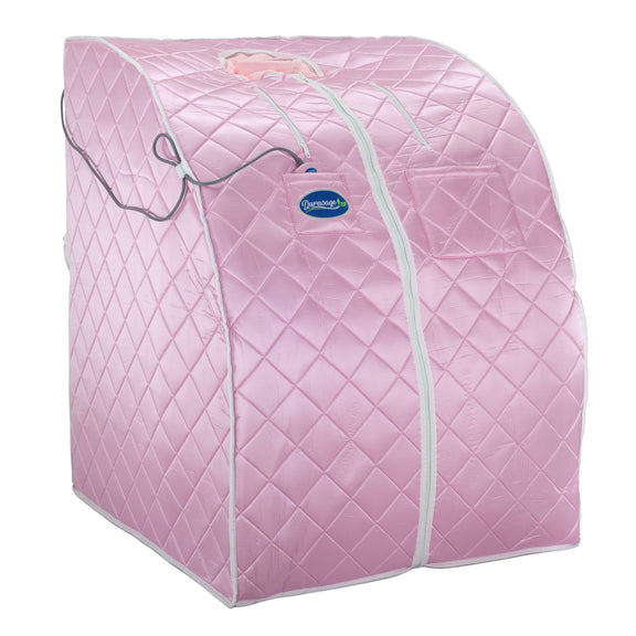 Large Portable Low EMF Negative Ion Indoor Sauna with Chair and Heated Footpad Included - Light Pink — side view