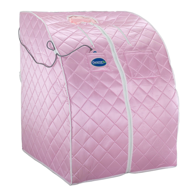 Large Portable Low EMF Negative Ion Indoor Sauna with Chair and Heated Footpad Included - Light Pink — side view