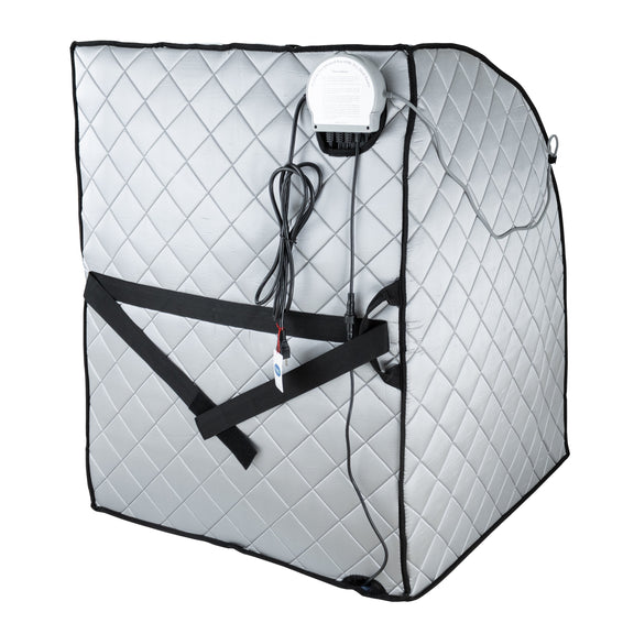 Large Portable Low EMF Negative Ion Indoor Sauna with Chair and Heated Footpad Included - Silver — detail view