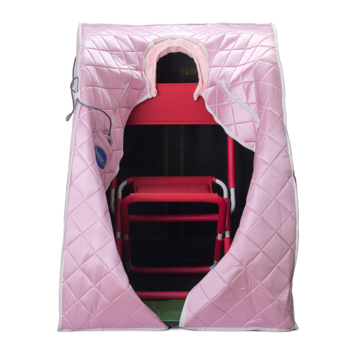 Large Portable Low EMF Negative Ion Indoor Sauna with Chair and Heated Footpad Included - Light Pink — detail view