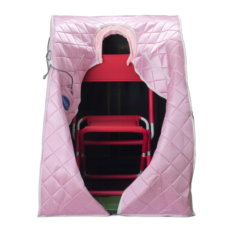 Large Portable Low EMF Negative Ion Indoor Sauna with Chair and Heated Footpad Included - Light Pink — detail view