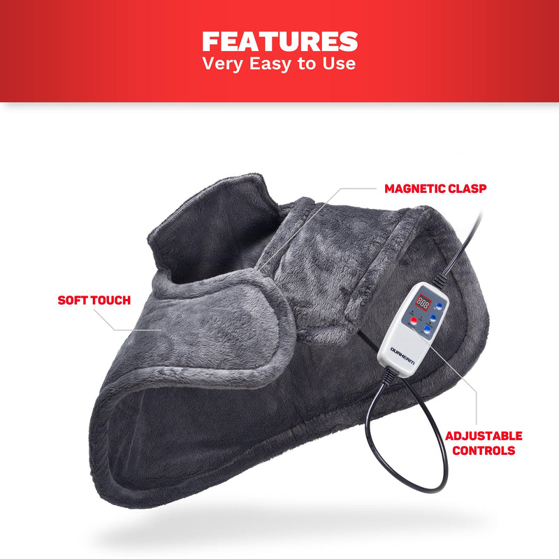 Personal Therapeutic Heated Shoulder Neck Wrap Heating Pad w/ Magnetic Clasp -Gray — detail view