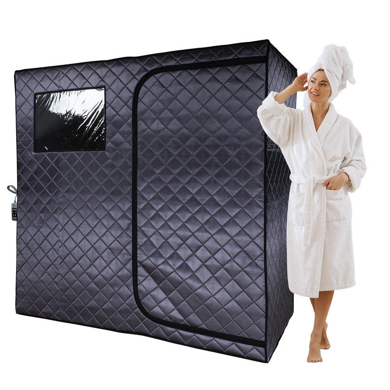 Durasage Portable Full Size Infrared Sauna for at Home | Ultra Low EMF Infrared | LED Lighting, Heating Foot Pad, Ceramic Heat Fan (2-Person) — front view