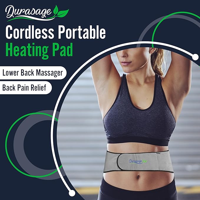 Durasage Cordless Heating Pad for Back Pain Relief – Portable Infrared Waist Belt with 3 Adjustable Heat Settings, Wearable Wrap for Lower Back - Comfort & Lightweight — side view