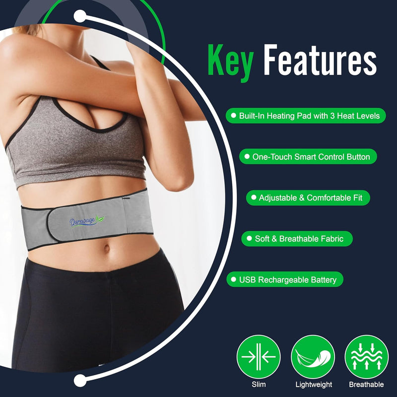 Durasage Cordless Heating Pad for Back Pain Relief – Portable Infrared Waist Belt with 3 Adjustable Heat Settings, Wearable Wrap for Lower Back - Comfort & Lightweight — lifestyle view