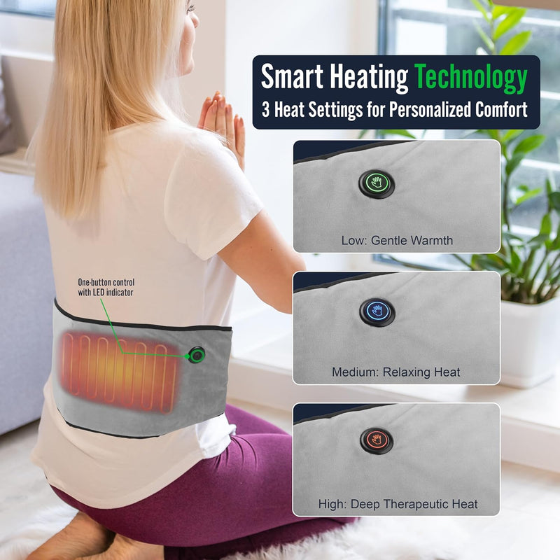 Durasage Cordless Heating Pad for Back Pain Relief – Portable Infrared Waist Belt with 3 Adjustable Heat Settings, Wearable Wrap for Lower Back - Comfort & Lightweight — detail view