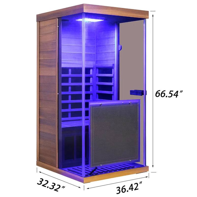 Wizzisaunas 909MX Full Spectrum Infrared Sauna 1 Person - HEMLOCK WOOD FINISH — product image