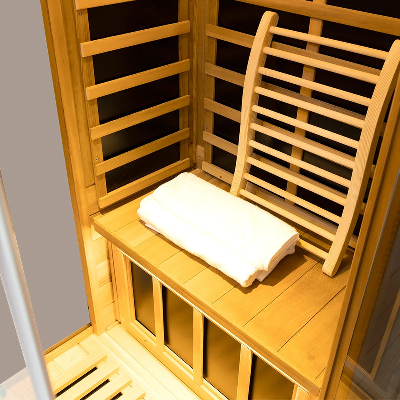 Wizzisaunas 909MX Full Spectrum Infrared Sauna 1 Person - HEMLOCK WOOD FINISH — product image