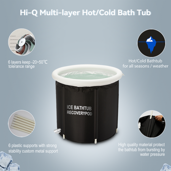 Inflatable Ice Bath Tub for Athletes Cold Water Plunge Tub for Recovery — side view