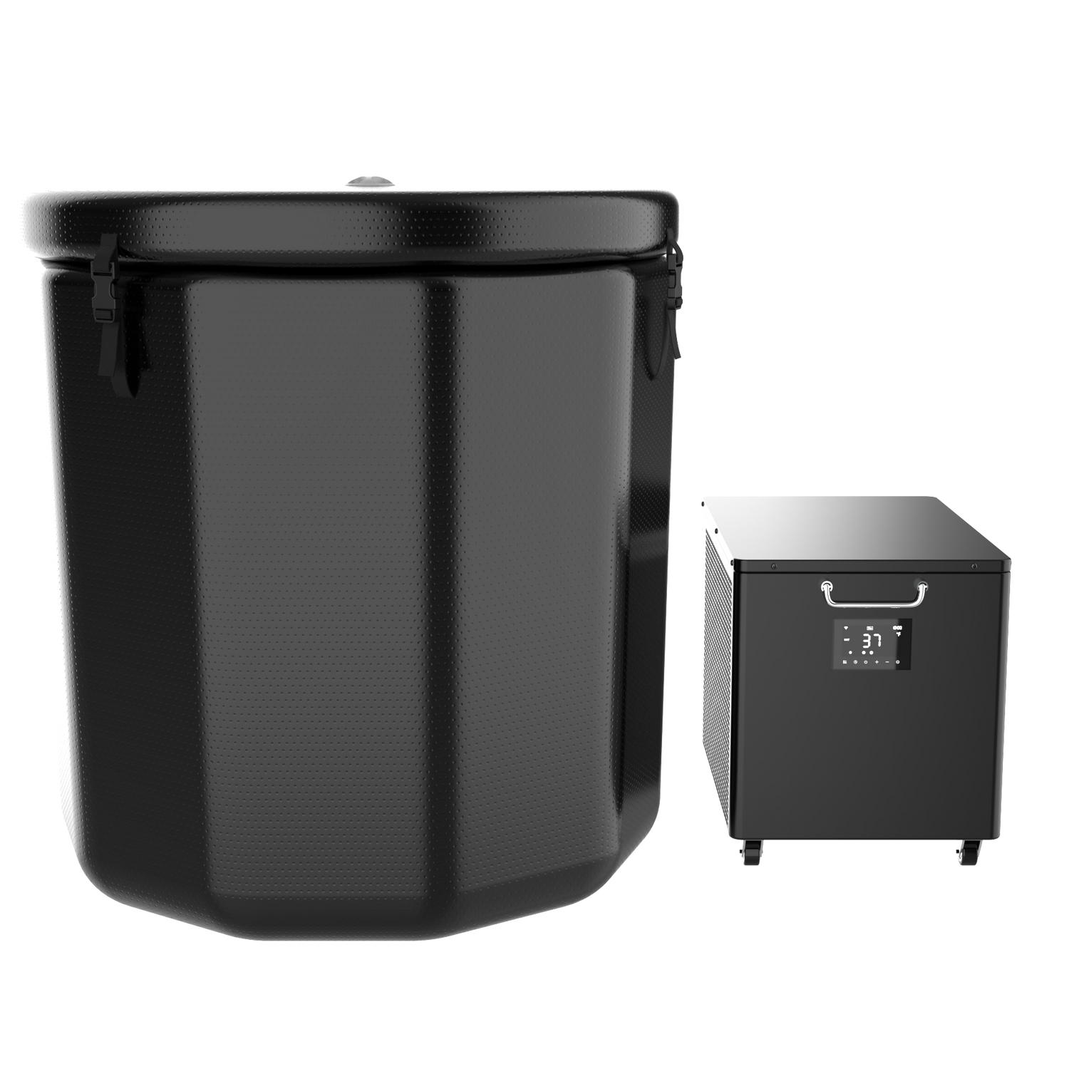 Round Black Cold Pod Inflatable Cold Plunge Barrel Ice Bath Tub Hot Tub Recovery Pod | product photo | Legacy & Longevity Co.