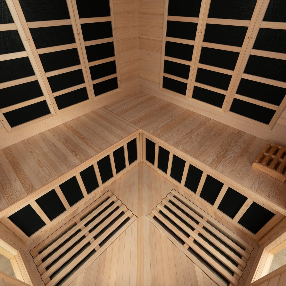 Blisspod, Vienna, Corner Spacious Far Infrared Sauna Canadian Hemlock Ultra Low EMF, 12 Heaters, 4-5 Persons — detail view