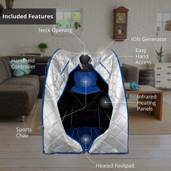Infrared Heated Personal Sauna with Air Ionizer Generator, 5+ Temperature Levels & up to 30 minutes — detail view
