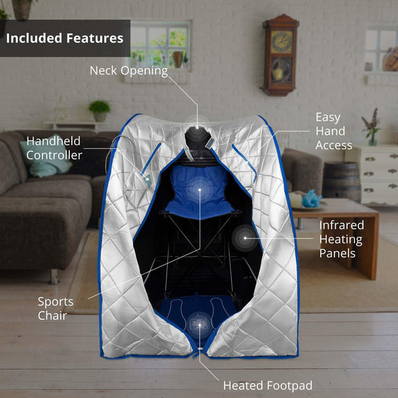Infrared Heated Personal Sauna with Heating Foot Pad and Chair — detail view