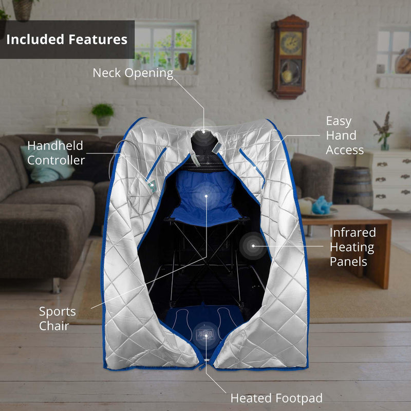 Infrared Heated Personal Sauna with Heating Foot Pad and Chair — detail view