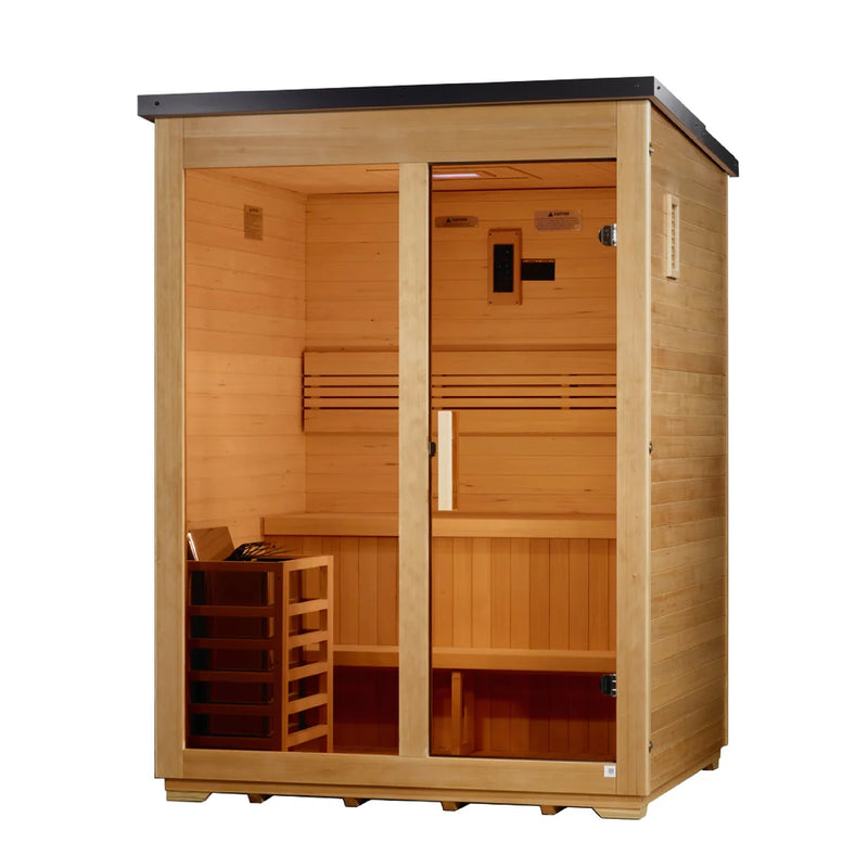 ***New 2026 Model*** Golden Designs "Arlberg" 3 Person Traditional Outdoor Steam Sauna - Flat Roof *SHIPS FREE*