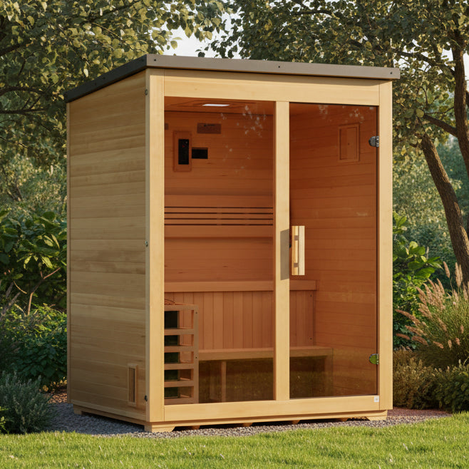 ***New 2026 Model*** Golden Designs "Arlberg" 3 Person Traditional Outdoor Steam Sauna - Flat Roof *SHIPS FREE*