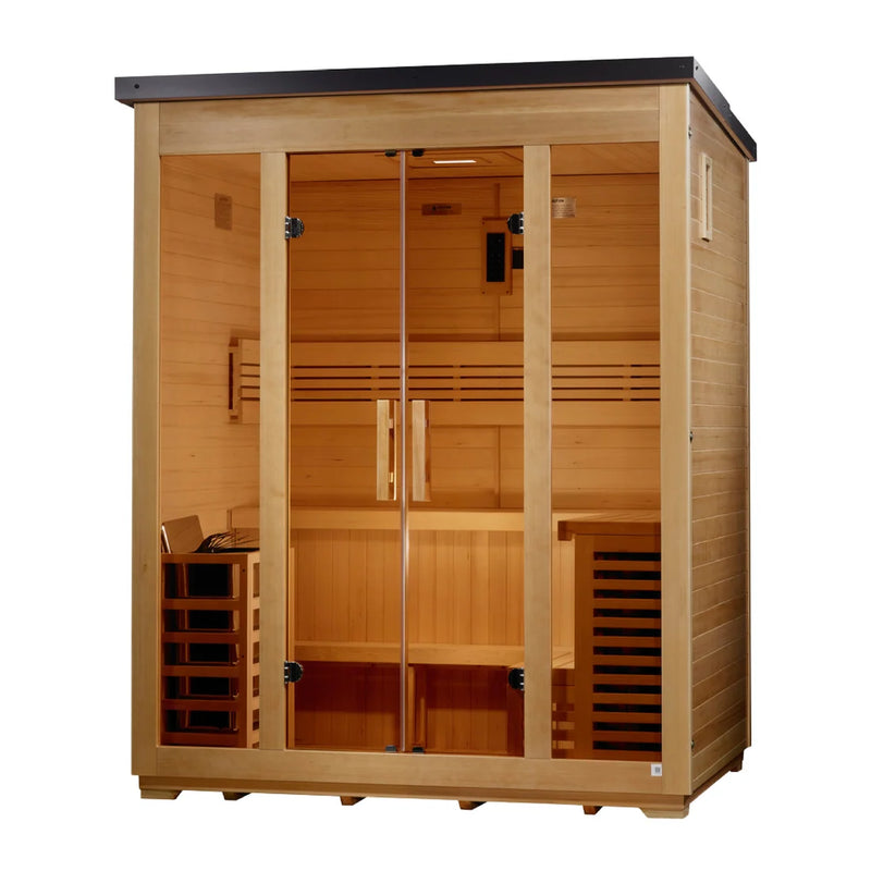 ***New 2026 Model*** Golden Designs "Vorarlberg" 5 Person Traditional Flat Roof Outdoor Sauna *SHIPS FREE*