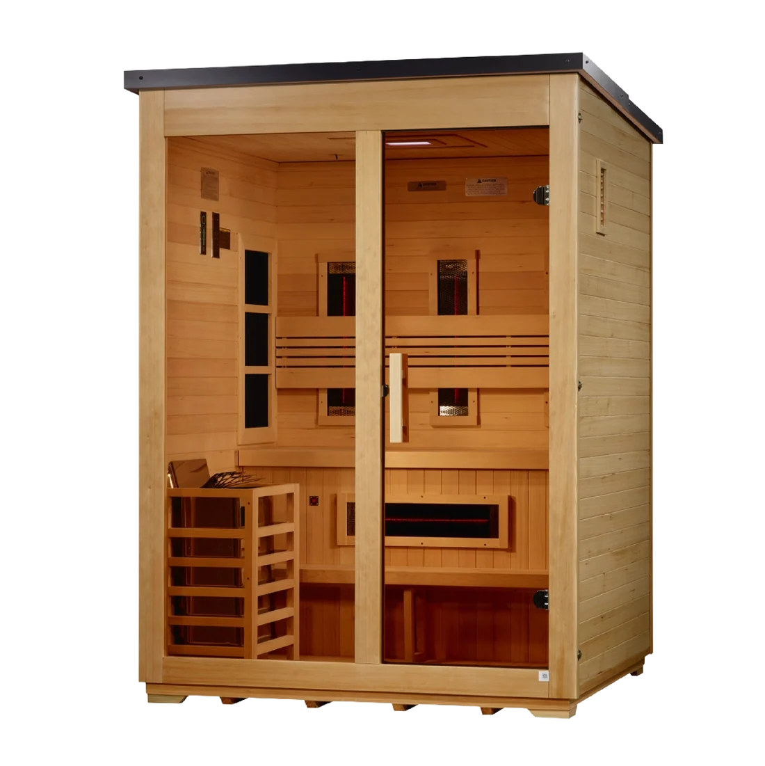 ***New 2026 Model*** Golden Designs "Carinthia" 3 Person Hybrid (PureTech™ Full Spectrum IR or Traditional Stove) Flat Roof Outdoor Sauna *SHIPS FREE*