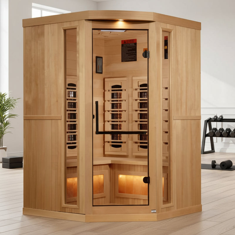"Reserve Edition" 3 Person Full Spectrum Corner Sauna with Himalayan Salt Bar