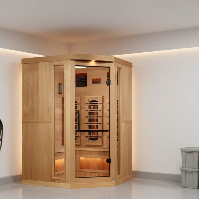 "Reserve Edition" 3 Person Full Spectrum Corner Sauna with Himalayan Salt Bar