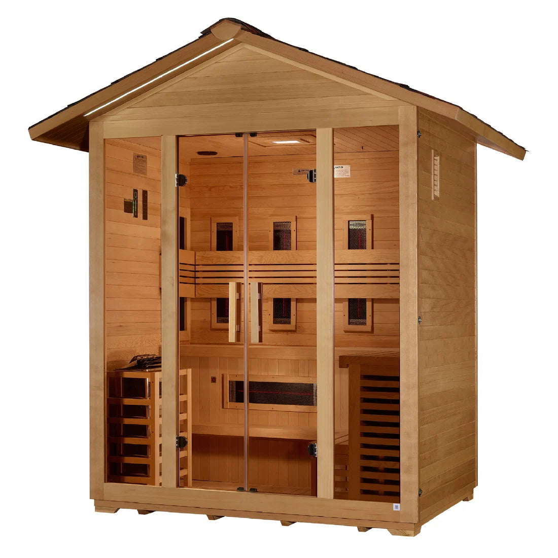 Golden Designs "Gargellen" 5 Person Hybrid (PureTech™ Full Spectrum IR or Traditional Stove) Outdoor Sauna  *SHIPS FREE*
