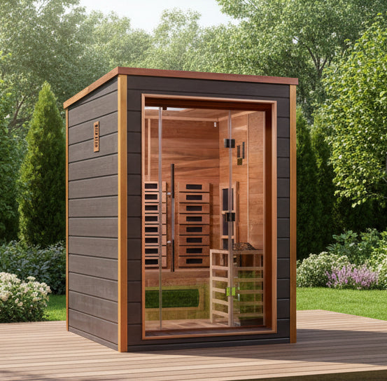 Golden Designs "Nora" 2 Person Outdoor-Indoor PureTech™ Hybrid Full Spectrum Sauna *SHIPS FREE*
