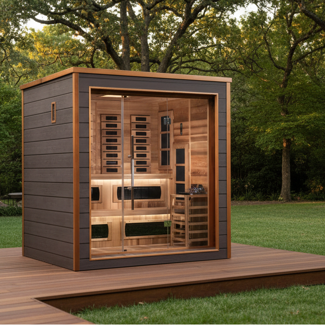Golden Designs "Visby" 3 Person Outdoor-Indoor PureTech™ Hybrid Full Spectrum Sauna *SHIPS FREE*