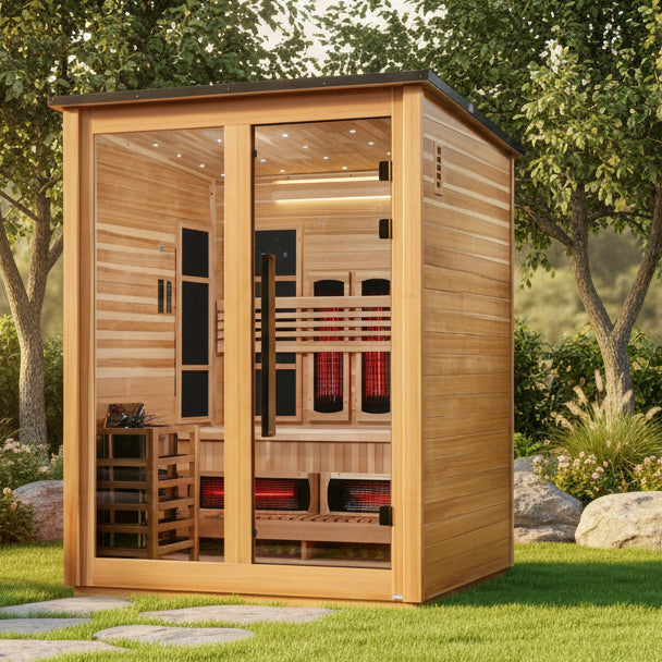 Golden Designs "Loviisa" 3 Person Barn Hybrid (PureTech™ Full Spectrum IR or Traditional Stove) Outdoor Sauna *SHIPS FREE*