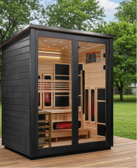 ***New 2026 Model*** Golden Designs "Loviisa" 3 Person, Black Barn Hybrid (PureTech™ Full Spectrum IR or Traditional Stove) Outdoor Sauna *SHIPS FREE*